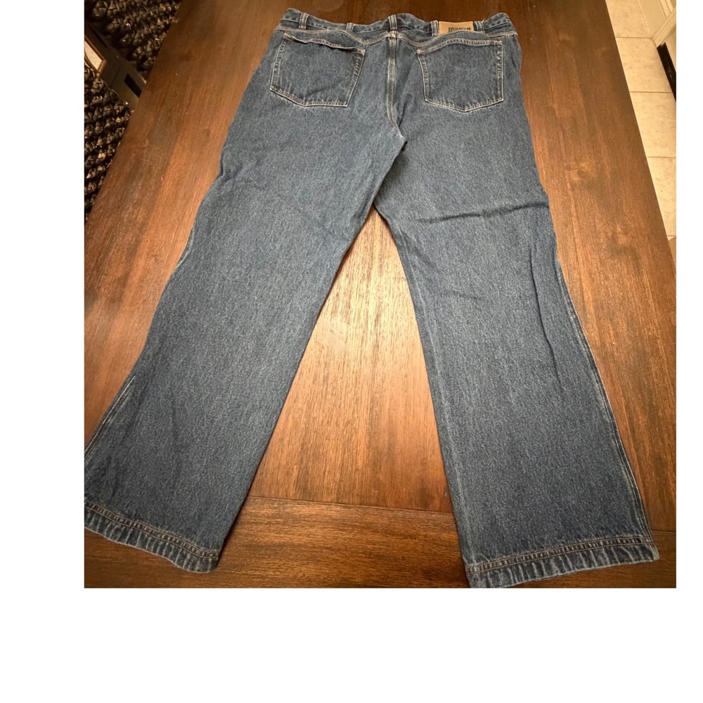 Duluth Trading Co Mens Relaxed Fit Blue Jeans 44x30 100% Cotton Dark Wash Denim - Picture 3 of 6